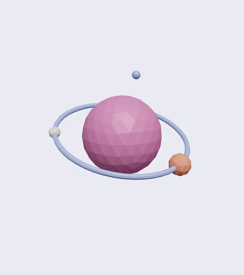 The same planet in pink. Its ring, moons, shape and motion are unchanged.